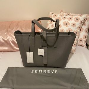 NWT SENREVE Voya Tote Mimosa Leather, Storm/Silver Hardware